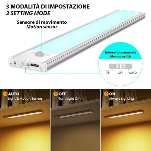 Regleta LED recargable para debajo del gabinete con color e intensidad regulables LACTEA